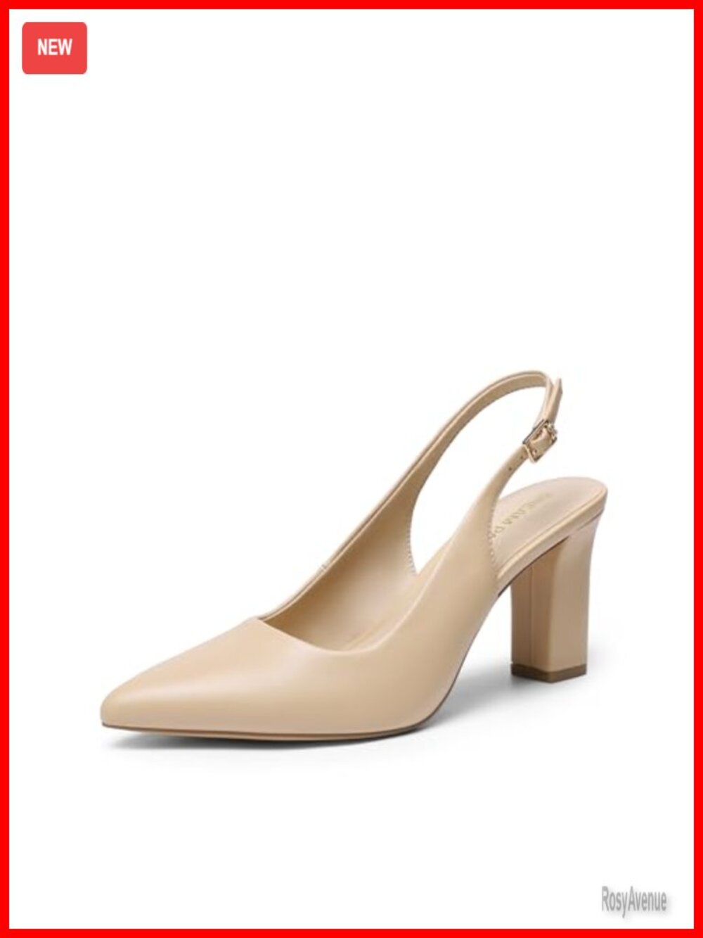 Faux Leather Slingback Block Heel Pumps Business Casual